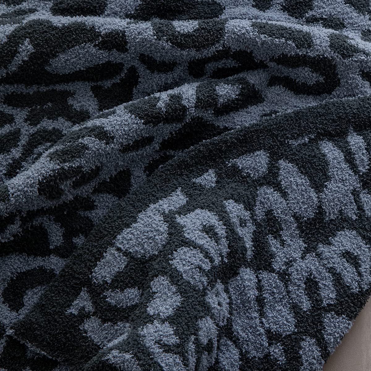 MH MYLUNE HOME Ultra Soft Leopard Throw Blanket (50x60 inches) Microfiber Blanket Plush Warm Reversible Cheetah Blanket Leopard Pattern Throw for Couch Bed Sofa - Dark Blue and Charcoal Gray, 50"x60"