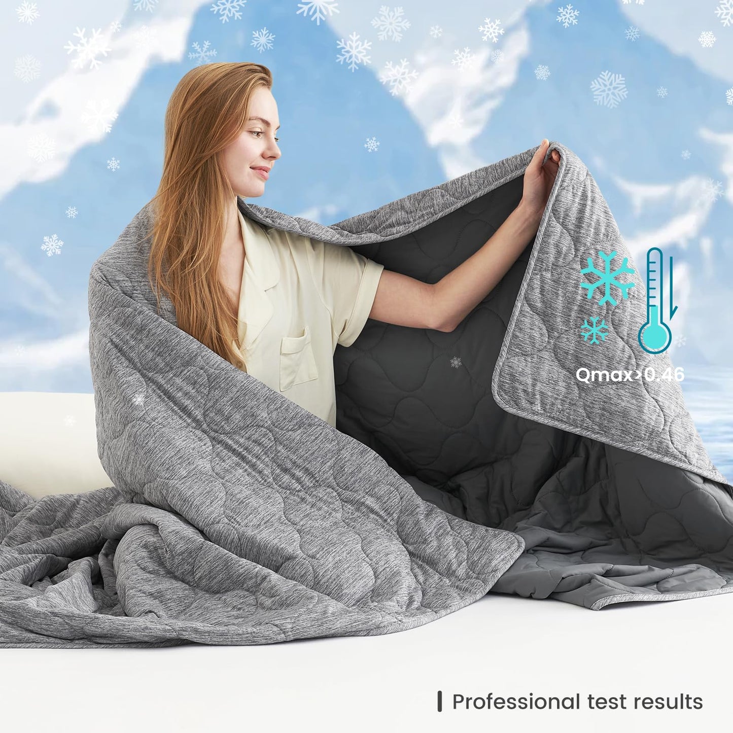 Cozy Bliss Double Side Cooling Blanket for Hot Sleepers, Q-Max>0.46 Lightweight Soft Breathable All Seasons Cooling Throw for Night Sweats (Charcoal Grey, 80"x90")