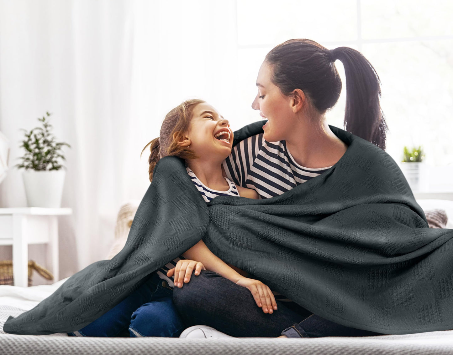 Utopia Bedding Smoke Gray 100% Cotton Blanket [King Size - 90x108 Inch] 350GSM Lightweight, Soft and Breathable Thermal Blanket for All Seasons