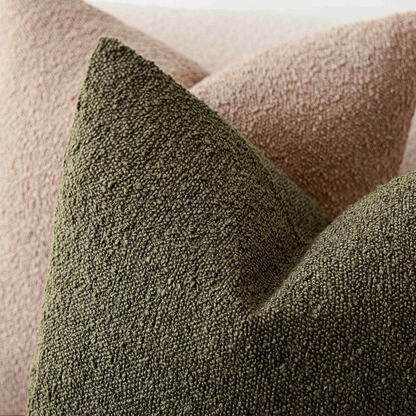 Foindtower Pack of 2, Decorative Textured Boucle Throw Pillow Covers Neutral Accent Solid Pillow Cases Cozy Soft Couch Cushion Case for Chair Sofa Bedroom Living Room Home Decor 22x22 Inch Moss Green