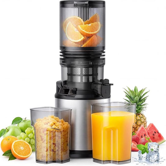 Juicer Machines, Cold Press Juicer with Wide Feed Chute, 3-in-1 Slow Masticating Juicer, Juice, Nut Milk & Sorbet Maker, BPA-Free, High Juice Yield for Whole Fruits & Vegetables Easy to Clean