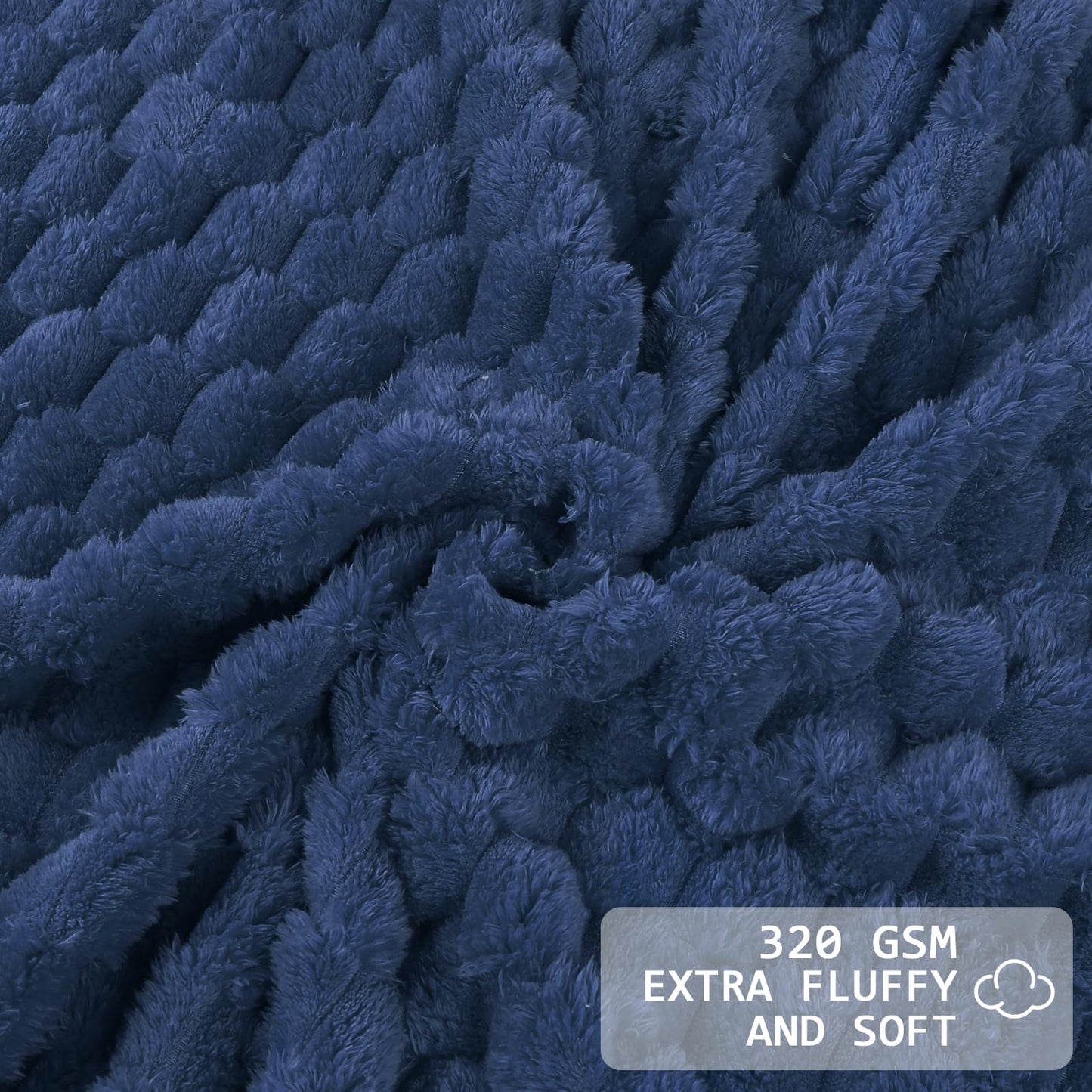 Excervent Flannel Fleece Throw Blanket(120x120 inches), Oversized Giant Extra Large 10'x10' King Bed Throw, Hexagon Jacquard Decorative Fuzzy Blankets for Household, Camping, and Travel, Navy