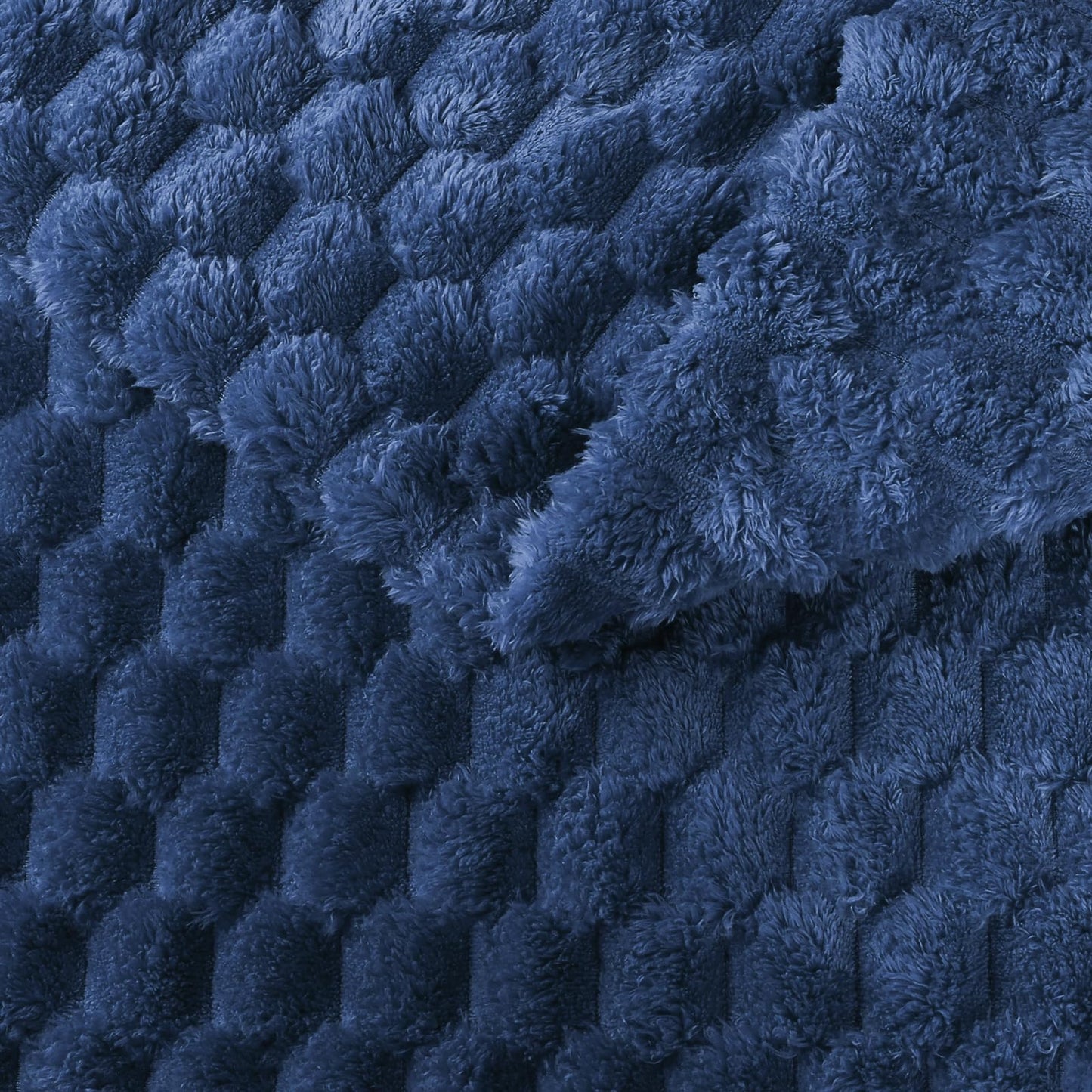 Excervent Flannel Fleece Throw Blanket(120x120 inches), Oversized Giant Extra Large 10'x10' King Bed Throw, Hexagon Jacquard Decorative Fuzzy Blankets for Household, Camping, and Travel, Navy
