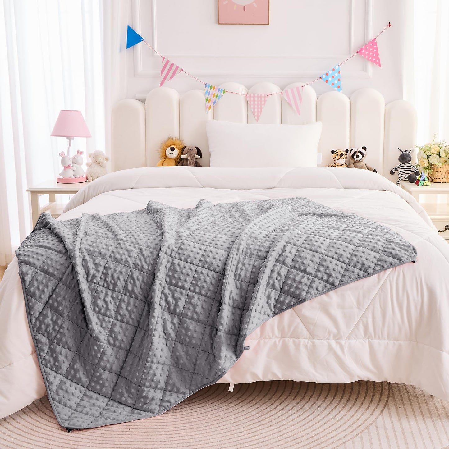 yescool Weighted Blanket Kids 7 lb Grey Cooling Weighted Throw Blanket Minky Plush Heavy Blankets Microfiber Small Blankets Fleece Warm Weighted Comforter, 40 * 60in