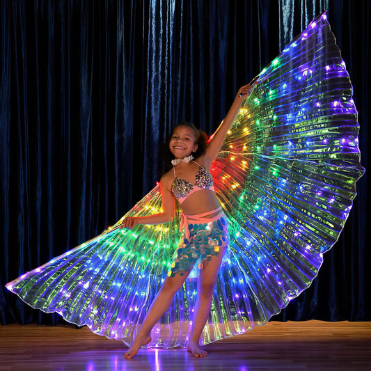 Sekopesy Illuminated LED Fairy Wings for Kids and Adults Multicolored Glowing Butterfly Wings for Enchanting Parties and Events (40inch for Kids, Rainbow Lights)