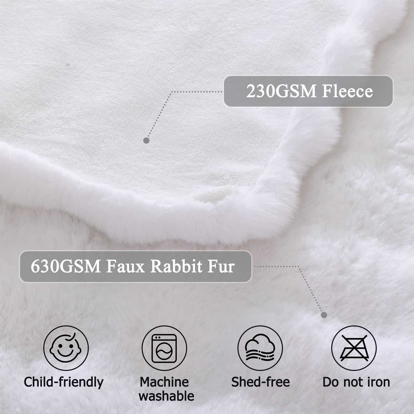 Cuddleux Cozy Fluffy Plush Faux Fur Blanket White 50x60 Inch Super Soft Fuzzy Thick Throw Blanket for Sofa Couch Bed