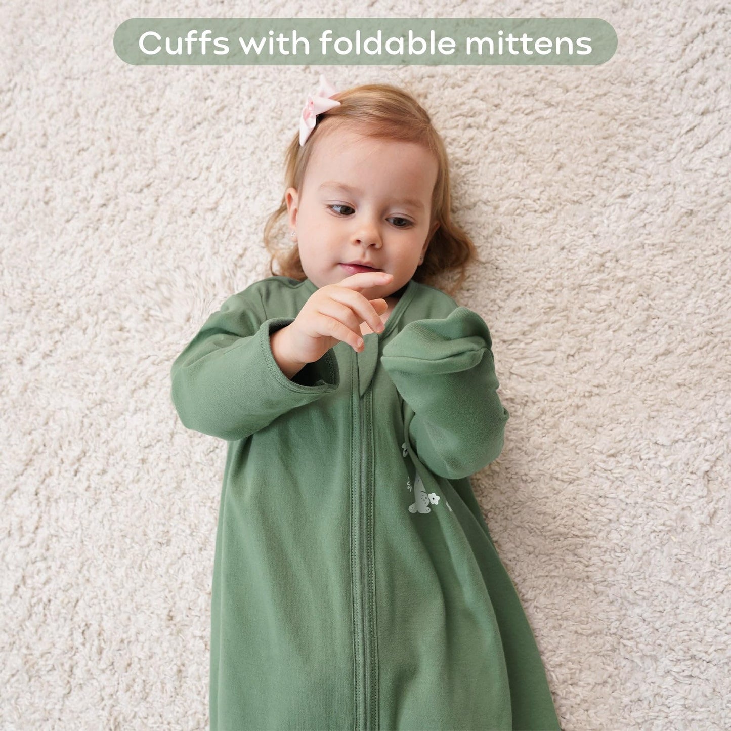 Yoofoss Baby Sleep Sack 12-18 Months Long Sleeve Wearable Blanket Baby 100% Organic Cotton 2-Way Zipper 0.5 Tog Toddler Sleeping Sack, Lightweight(Large)