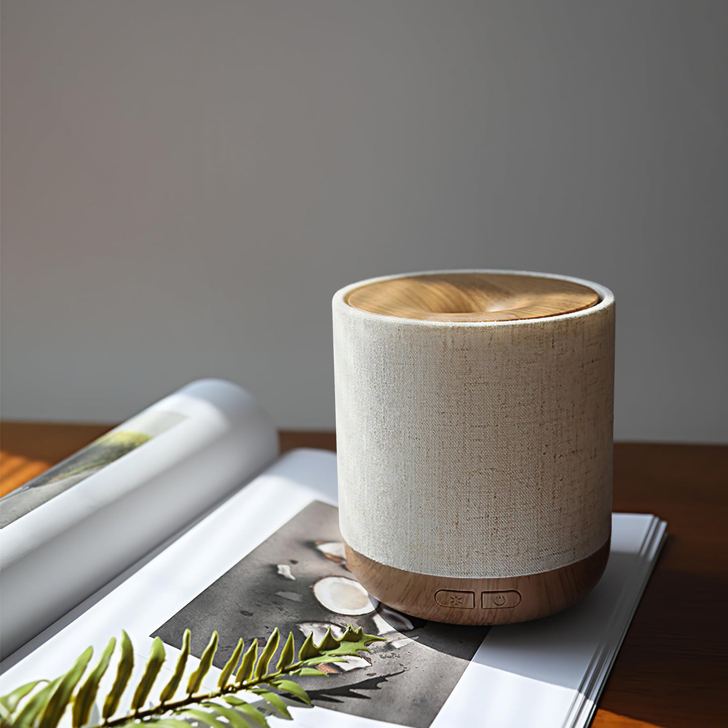 ZmarKraft Essential Oil Diffuser 200ml with Fabric Cover and Night Lamp | Ultrasonic Aroma Diffuser | Humidifier w Lights | Room Decor | Small Humidifier for Bedroom | Gift (Light Brown)
