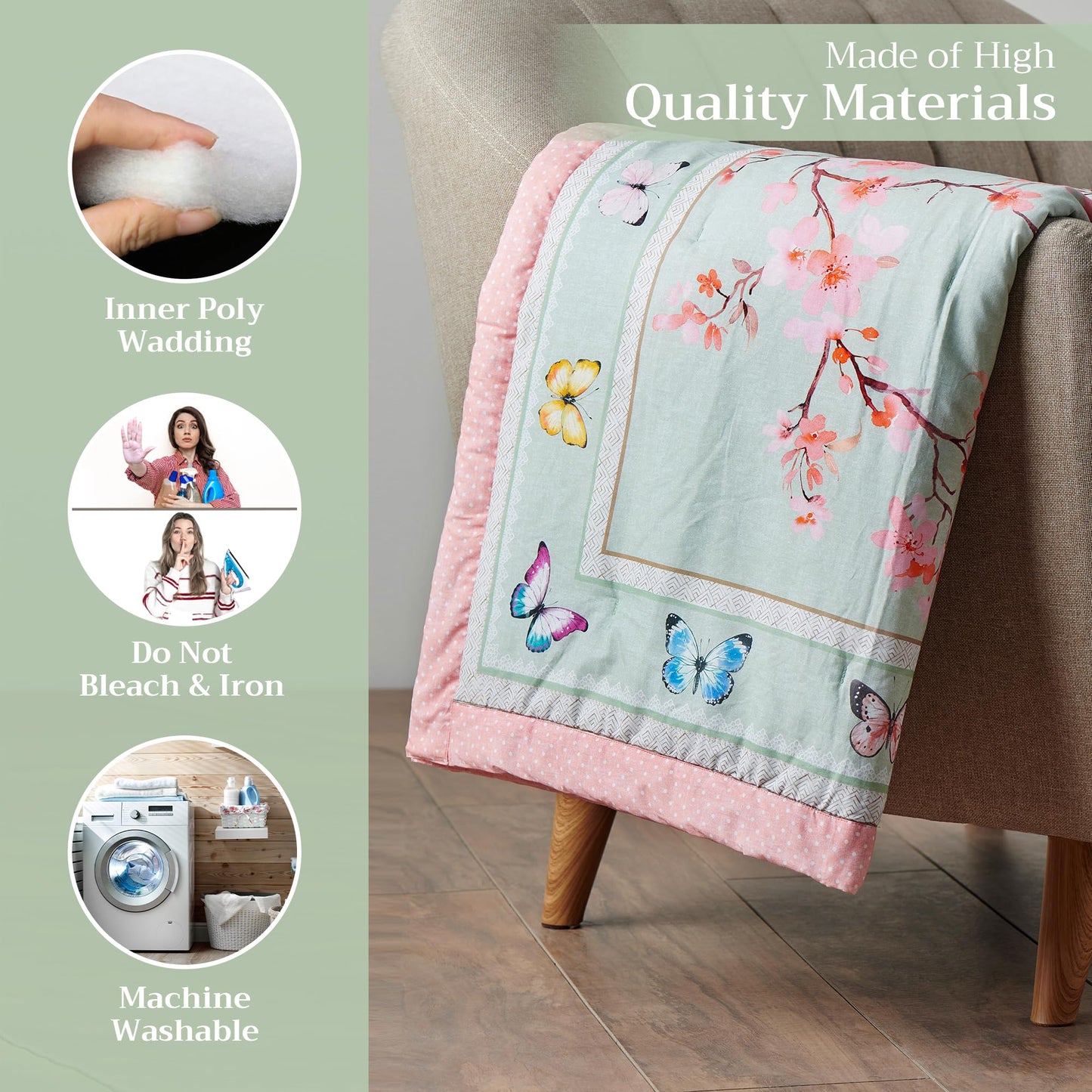 Maison d' Hermine Throw Blanket for Couch Lightweight Soft Warm Breathable Cotton Throw Blankets for Bed Girls Boys Women Men Gifts Sofa Travel Living Room Chair Bedding (60"x80", Blossoms in Spring)