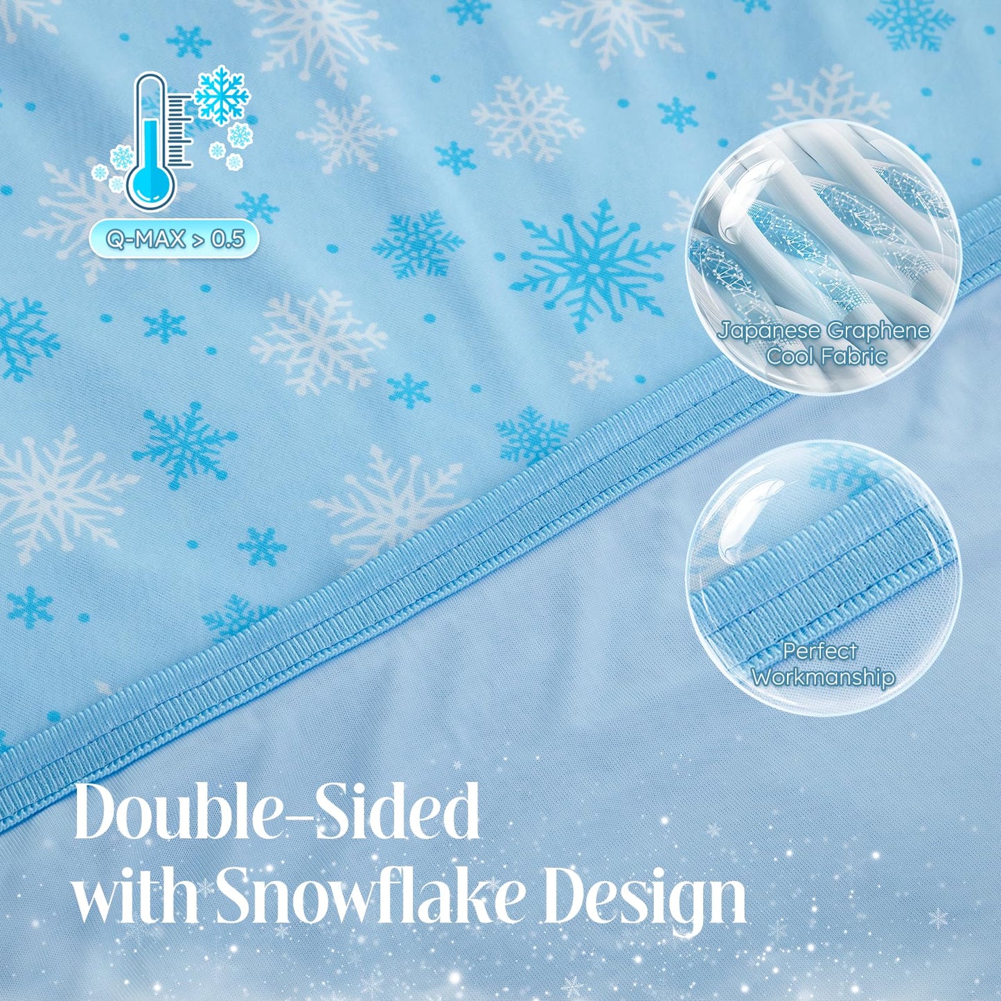 OIGAE Cooling Blanket for Hot Sleepers – Thin Summer Cooling Blanket Throw Size, Q-Max >0.5 Lightweight Cooling Throw Blanket for Bed, Couch, or Sofa – Snowflake Cool Blankets, (Blue, 50" x 70")