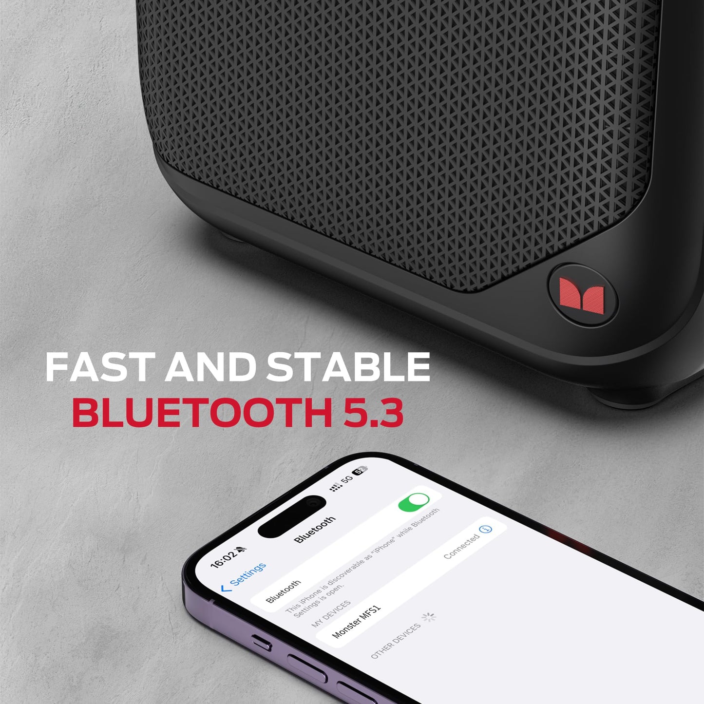 Monster MFS 1 Portable Bluetooth Speakers, Bluetooth Speaker Wireless with 40W Stereo Sound, Outdoor Speakers with Handle, 12H Playtime, Supports TF Card, AUX for Outdoor Indoor