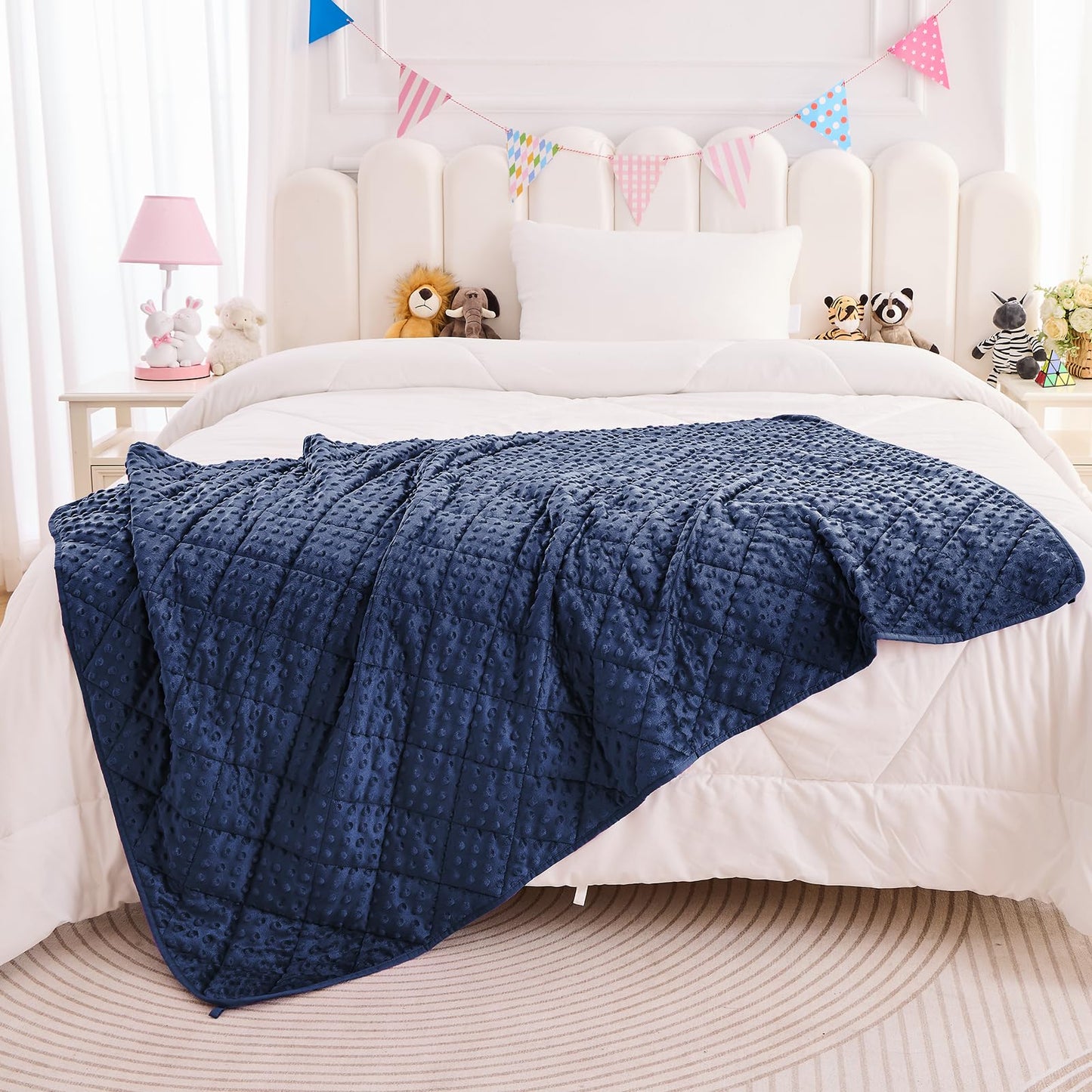 yescool Weighted Blanket Kids 7 lb Blue Cooling Weighted Throw Blanket Minky Plush Heavy Blankets Microfiber Small Blankets Fleece Warm Weighted Comforter, 40 * 60in