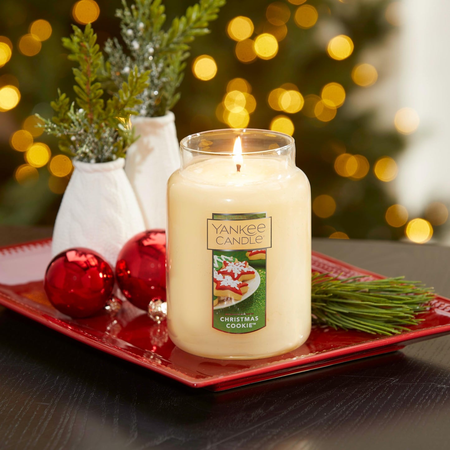 Yankee Candle Christmas Cookie Scented Classic 22oz Large Jar Single Wick Candle Over 110 Hours of Burn Time Perfect for Holiday Gifting and Celebration