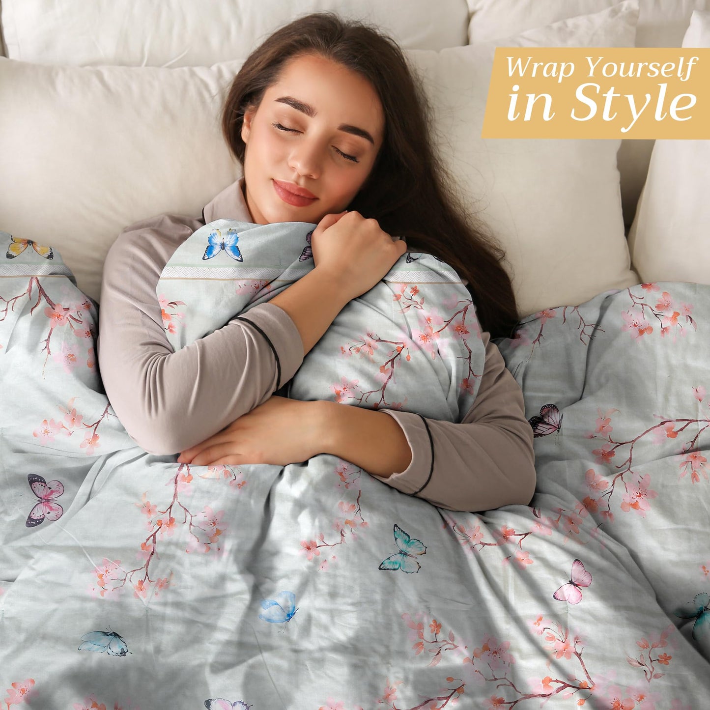 Maison d' Hermine Throw Blanket for Couch Lightweight Soft Warm Breathable Cotton Throw Blankets for Bed Girls Boys Women Men Gifts Sofa Travel Living Room Chair Bedding (60"x80", Blossoms in Spring)
