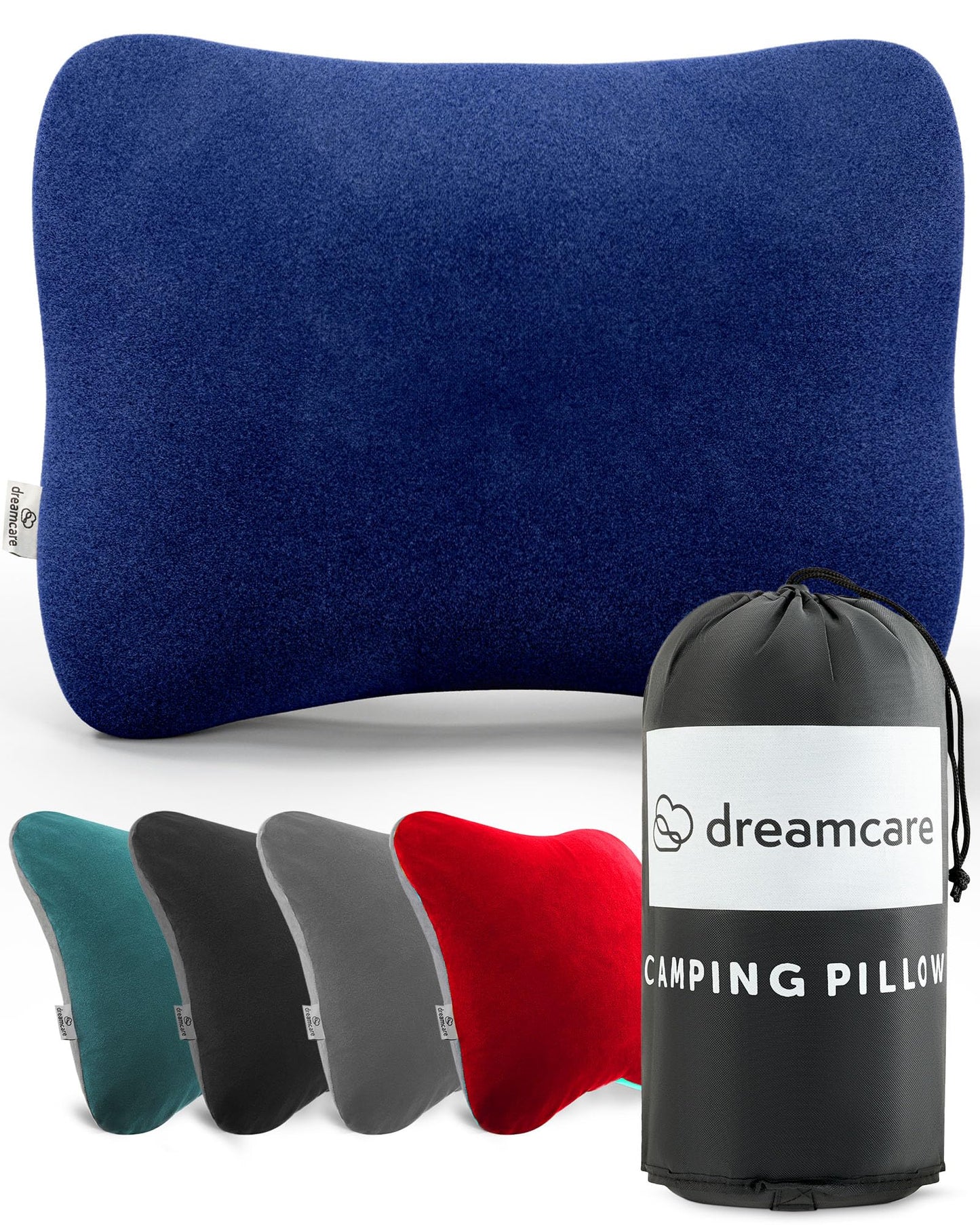 DREAMCARE Camping Pillow, Memory Foam Travel Pillow, Camping Accessories - Small Pillow Camping Essentials Camping Pillows for Sleeping, Backpacking Pillow, Travel Pillows for Sleeping (Medium,Blue)