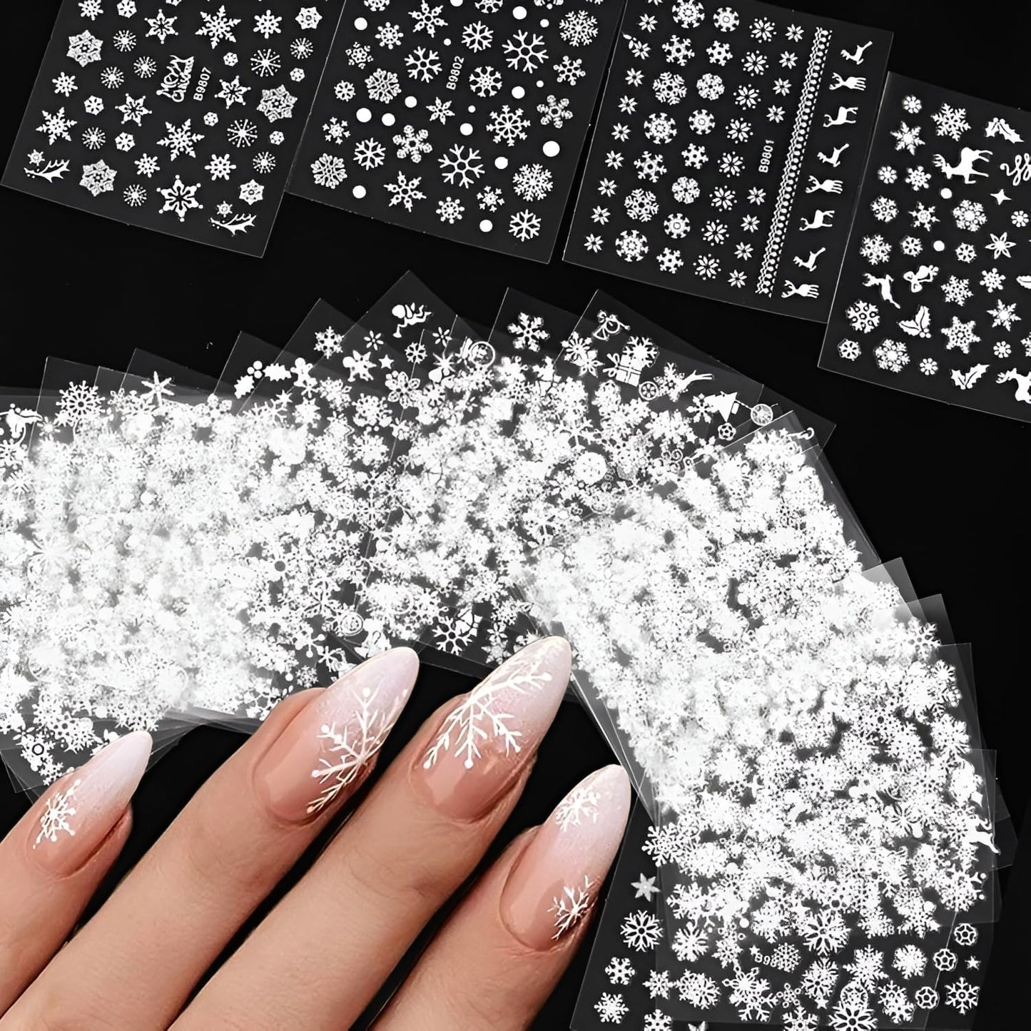 30 Sheets Holiday Nail Art Stickers 3D Self-Adhesive Christmas Nail Decals - Elk, Snowman, Snowflake for Manicure Decorations - Supplies for Women Girls