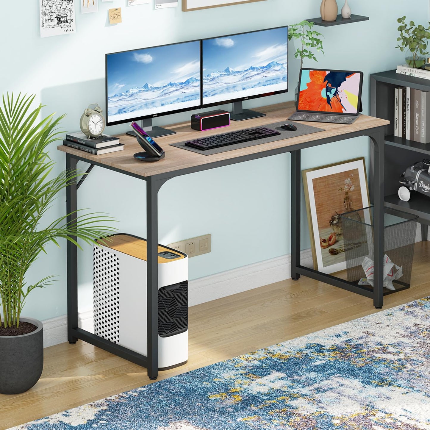 BestOffice Computer Desk,Home Office Desk, Modern Simple Style for Home Office Study Writing (Nature, 47 inch)