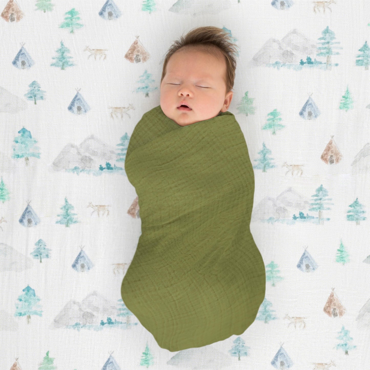 SwaddleDesigns Cotton Muslin Swaddle Blankets for Baby Boy & Baby Girl, Set of 4, Neutral Receiving Blankets for Newborn, Baby Registry & Gift, 46x46 inches, Cascadia