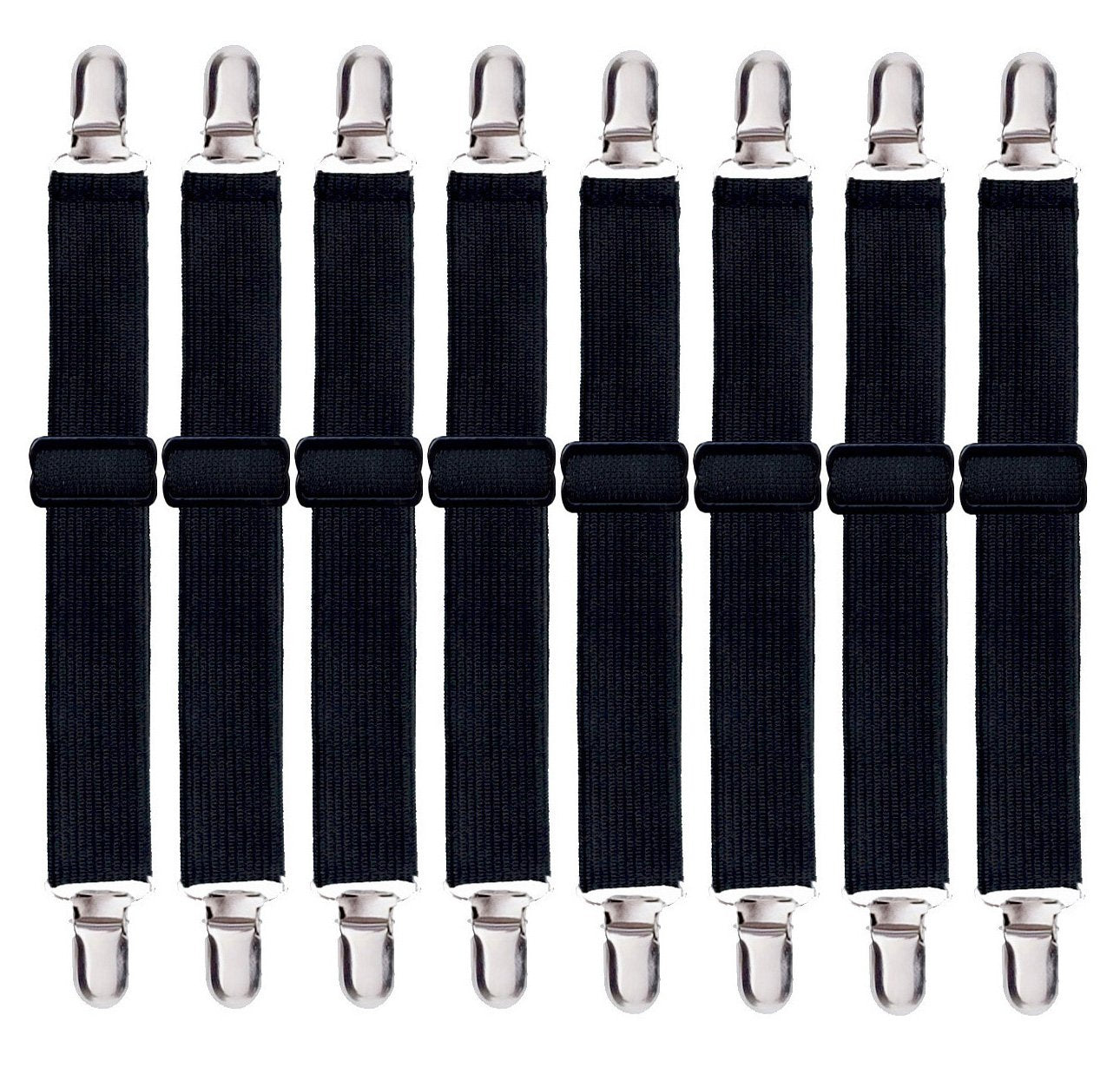 Korlon 8 Pack Bed Sheet Straps, Adjustable Fitted Sheet Straps Clips, Heavy Duty Bed Sheet Clips Holder for Bed Sheets, Mattress Covers, Sofa Cushion