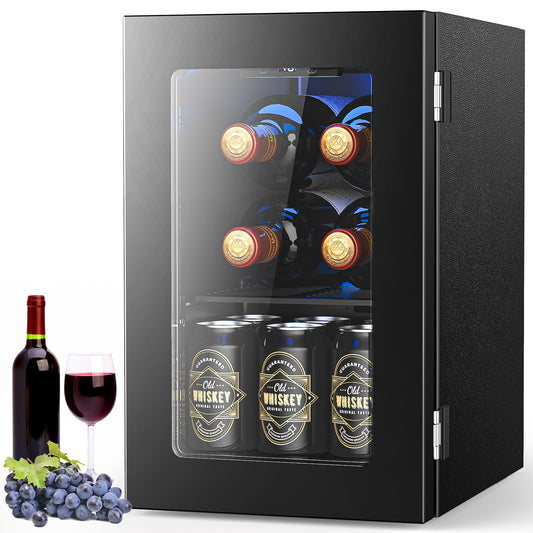 Electactic Wine Cooler Refrigerator with Glass Door, Mini Wine Fridge for Red, White and Champagne, Built-in Wine Cellar, 40-61F Digital Temperature Control, Indoor Use