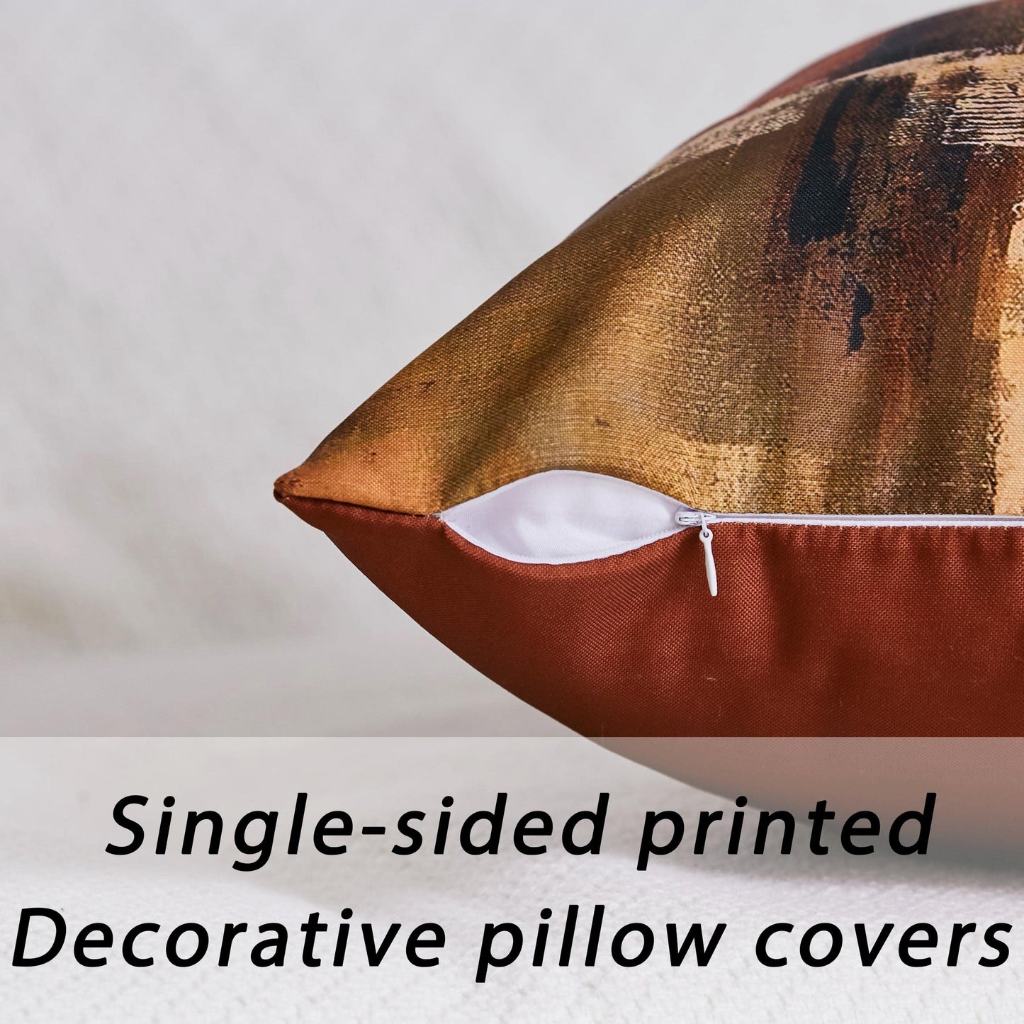 Burnt Orange Abstract Pillow Covers 18x18 Abstract Rust Art Painting Decorative Throw Pillowcase Modern Artwork Square Couch Cushion Cover for Living Room Sofa Accent Home Decor, Set of 2