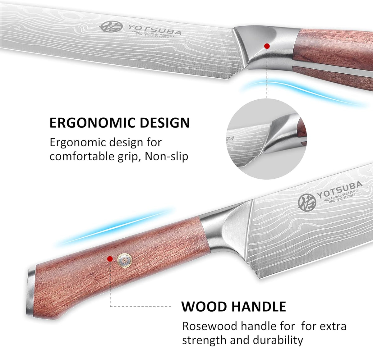 YOTSUBA Chef Knife, 9 Inch Kitchen Chef's Knife, Ultra Sharp High Carbon Steel Professional Cooking Kitchen Knife with Ergonomic Handle, Gift Box Included