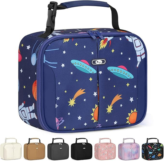 Capolo Insulated Lunch Box for Kids, Cute Thermal Lunch Bag for School, Reusable Lunch Tote for Boys and Girls, Durable Cooler Bag with Easy Grab Handle, Lightweight and Easy to Clean,Deep Blue Space