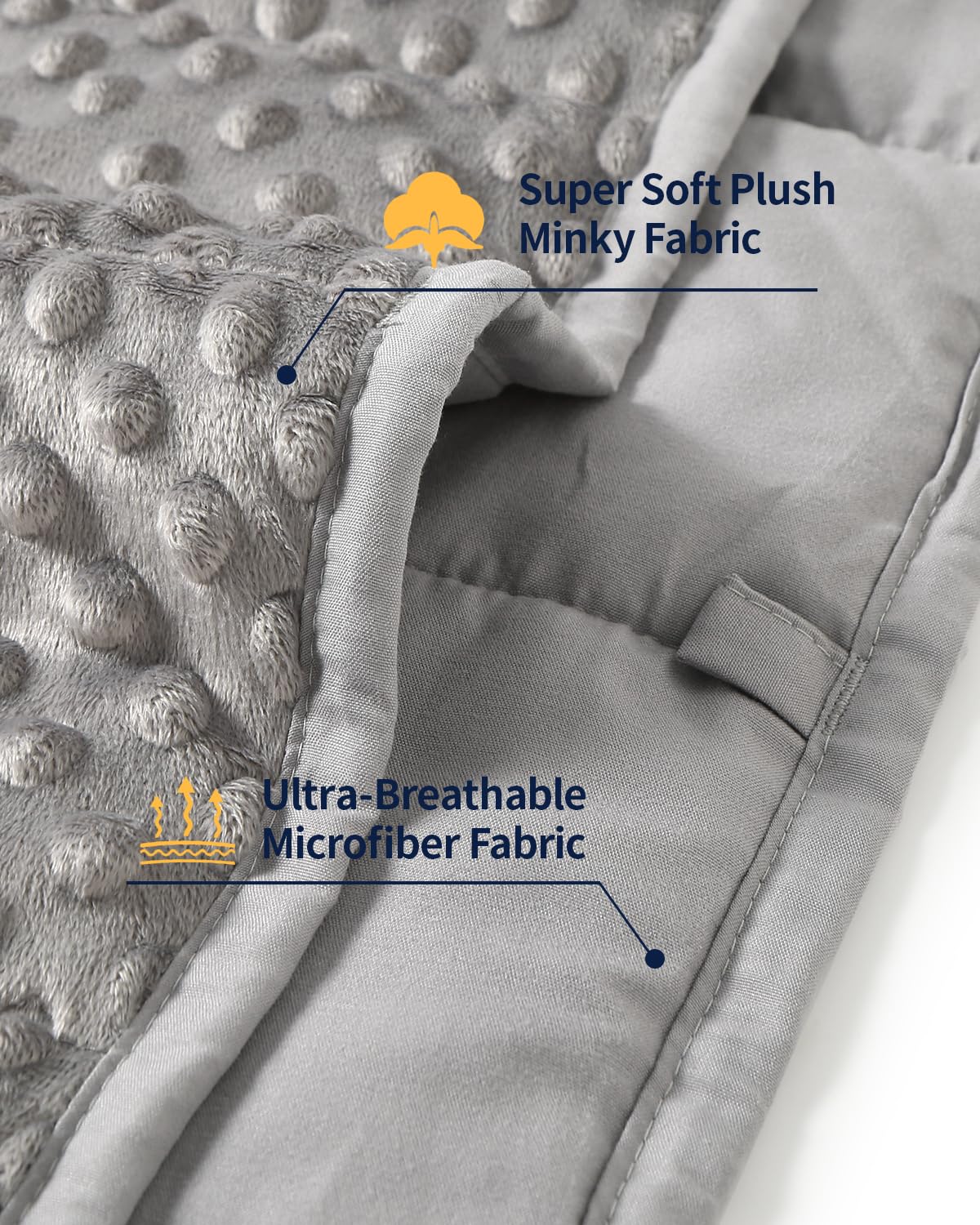 Mr. Sandman Weighted Blanket 5LBS 36 x 48 Inches, Minky Dots Heavy Blanket with Glass Beads, Soft and Cooling for School and Home, Grey