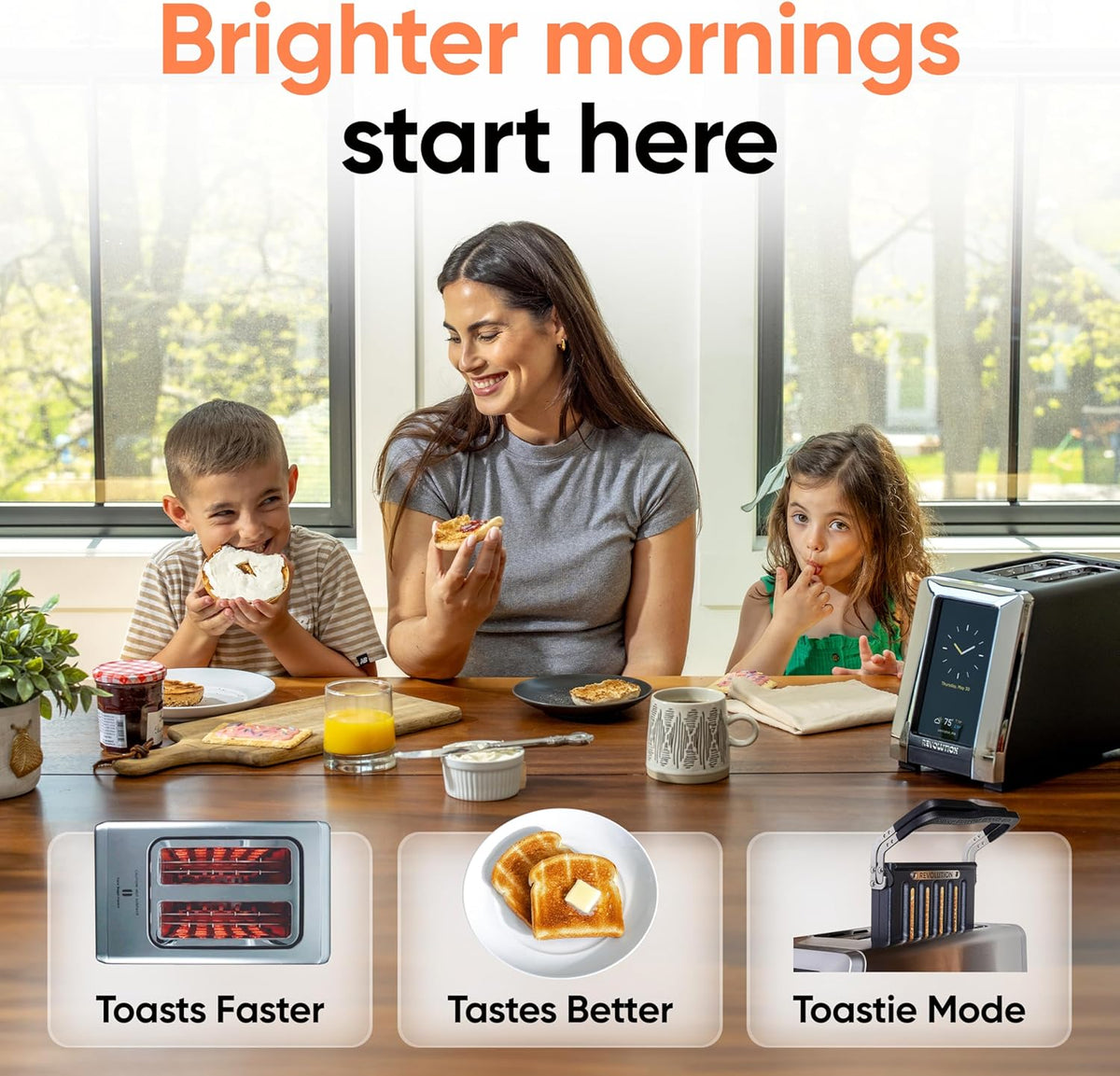Revolution R180 Connect Smart Toaster Bundle with Toastie Press – Touchscreen, 2-Slice Wide Slot, InstaGLO Tech – Toast Bread, Bagels, Waffles, Muffins, Tortillas, Pastries – Black