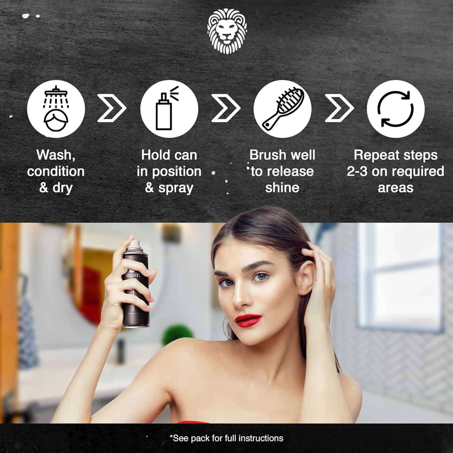 Mane Hair Thickening Spray & Root Touch Up, Instantly Thicker Hair for Men & Women, Fill in Hairlines and Hide Thinning and Fine Patches - Ash Blond, 12 Colors (6.76 oz)