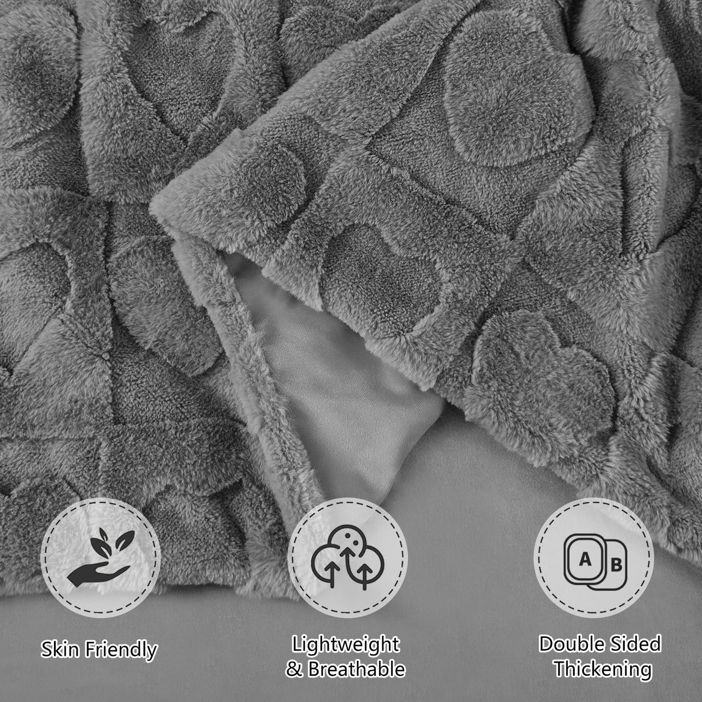 Bcareself Faux Fur Throw Blanket Ultra Soft Plush Fluffy Blanket for Couch, Bed, Sofa - Lightweight Yet Warm Winter Blanket for Women Men - Machine Washable 50x60 Inches Gray