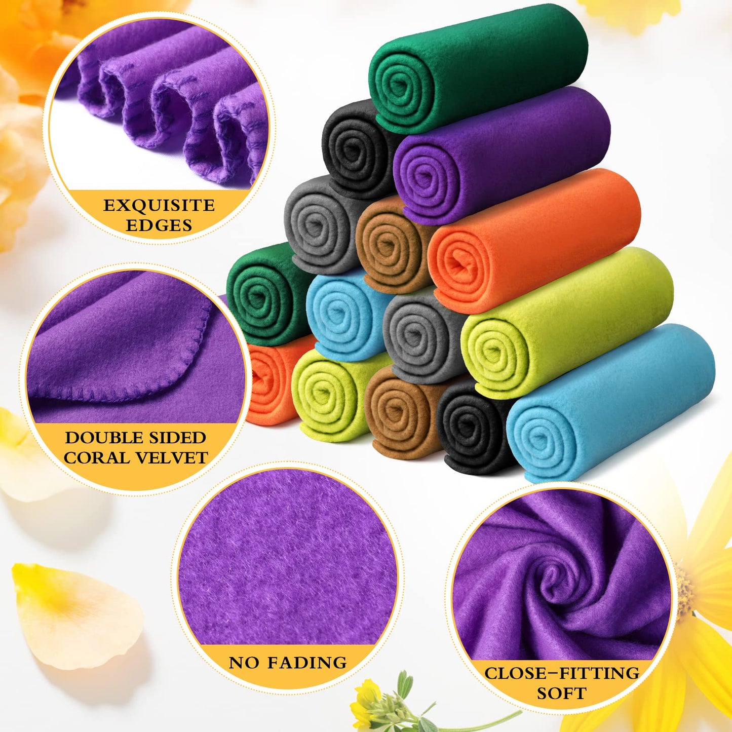 Kinlop 40 Packs Fleece Blanket Bulk 60 x 50 Inch Soft Lightweight Fleece Cozy Blanket Warm Throw Plush Pet Throw for Bed Couch Sofa Home Office Wedding Gifts Travel Camping (Fresh Color)