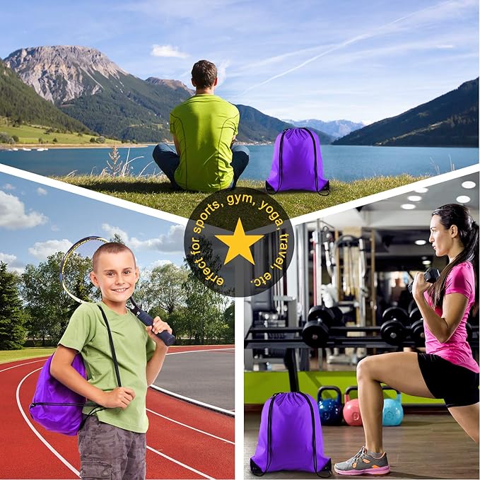 KUUQA 25Pcs Purple Drawstring Bags - String Backpacks for Gym, Sport, Traveling