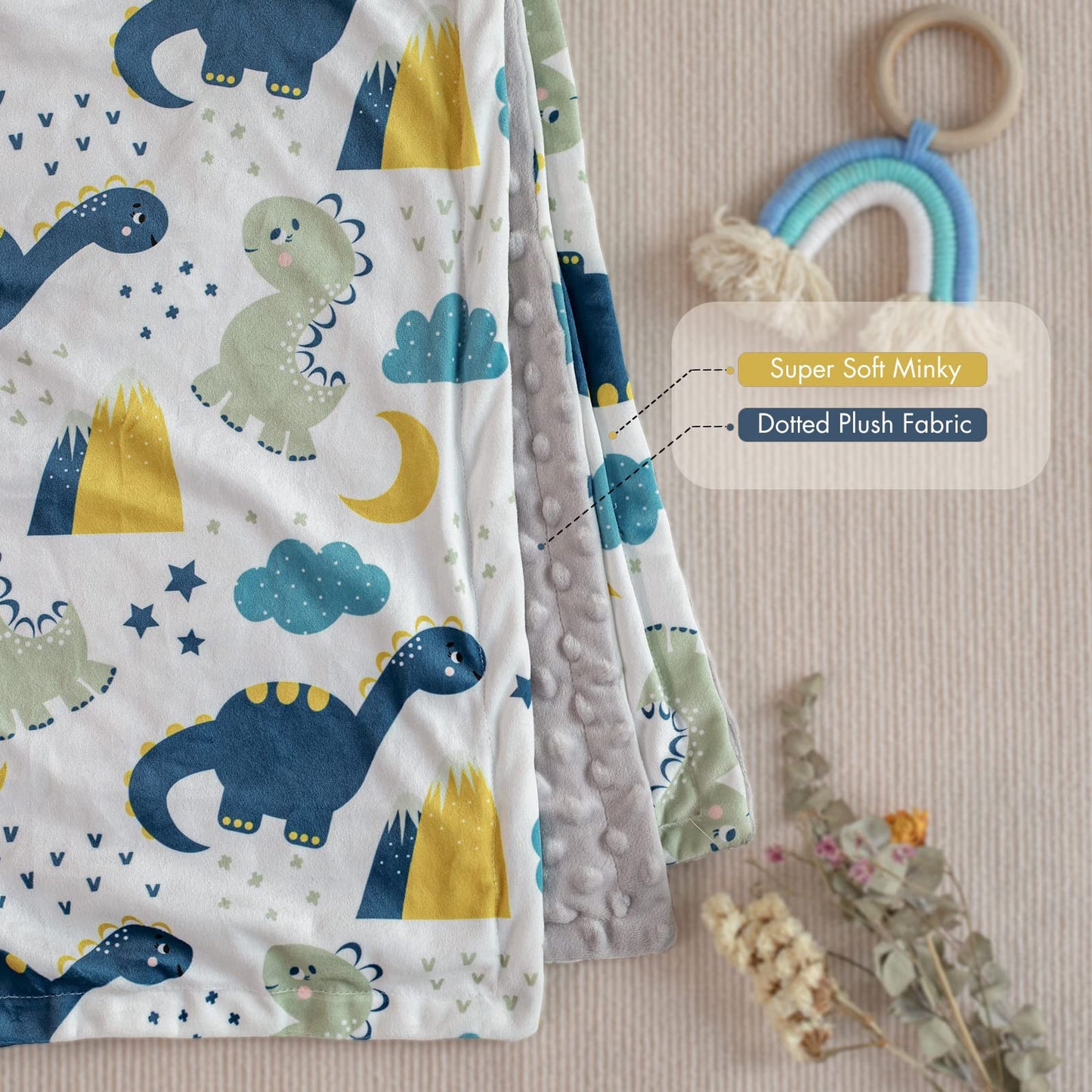 Soarwg Kids Baby Blanket Unisex Newborn, Super Soft Comfy Dinosaur Blanket, for Toddler Baby Nursery Bed Blankets Stroller Crib Shower Gifts, 30 x 40 Inch