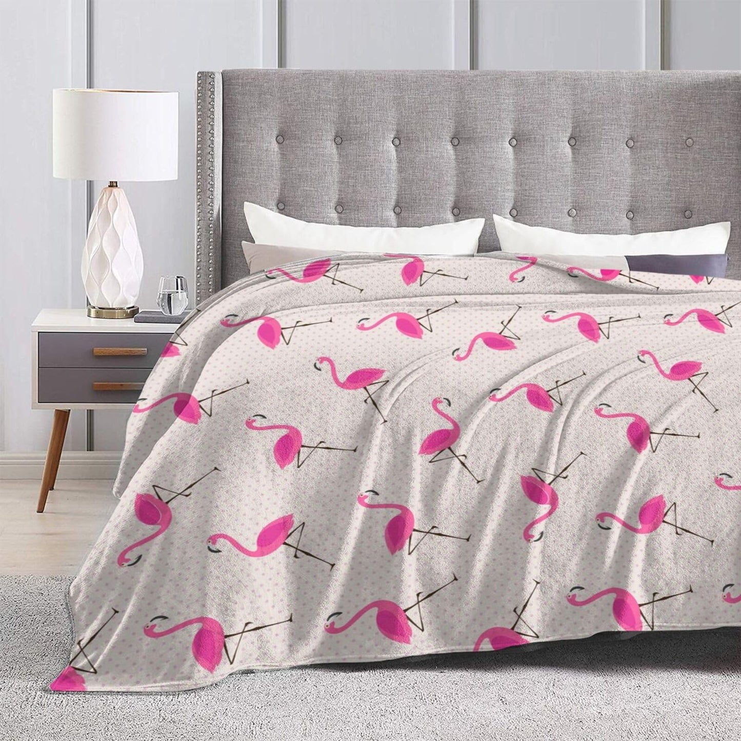 Duduho Pink Flamingos Bed Blanket Ultra Soft Throw Blanket All Season Warm Light Weight Cozy Plush Blankets for Home Bedroom Sofa Chair Travel, 40"X50"
