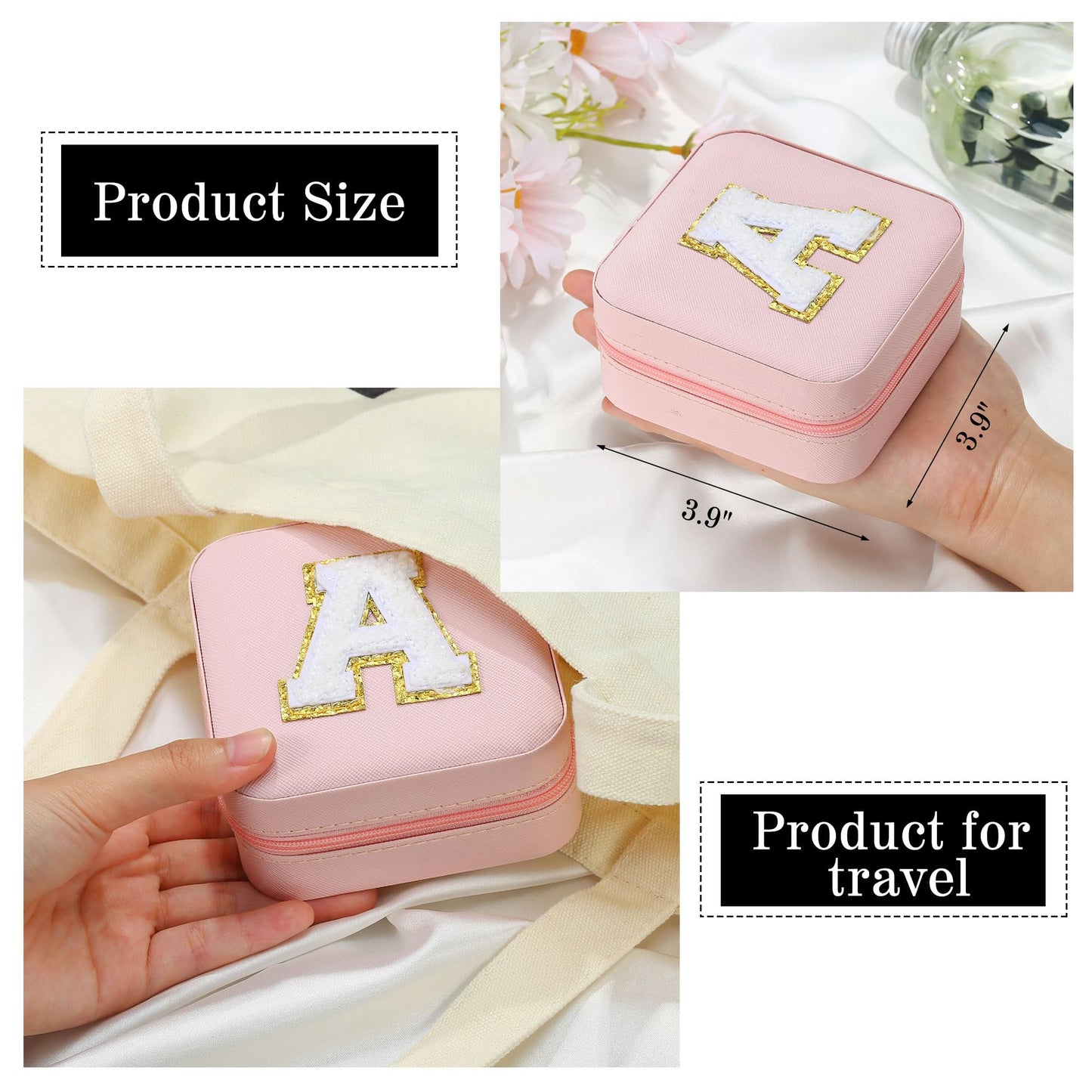 Parima Gifts for Teen Girls - 2025 Travel Jewelry Case Gifts Ideas, 6,7,8,9,10,11,12,13,14 Year Old Girl Birthday Gift Travel Jewelry Organizer Christmas Gifts for Daughter - Letter E, Pink