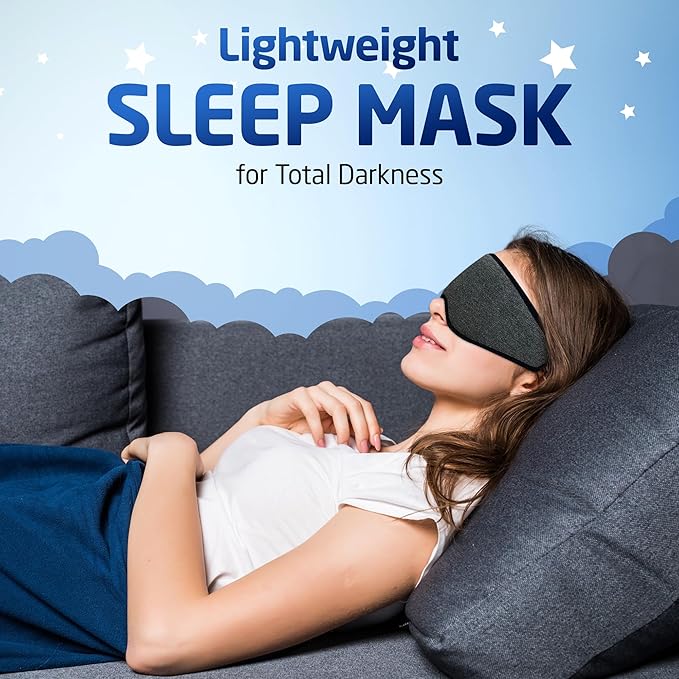 3D Sleep Mask – Enhanced Light Blocking Design with Pressure-Free Fit, Perfect for Travel, Nap & Night Shifts (Black(Hook-and-Loop Tape))