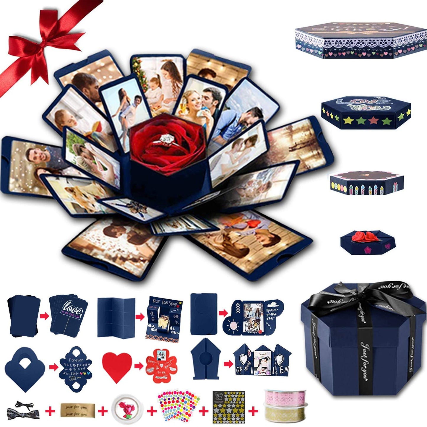 Wanateber Explosion Gift-Box Funny Creative - Novelty DIY Photo Explosion Gift Box, Handmade Sticker Box for Marriage Proposals Making Surprises Birthday (Galaxy)