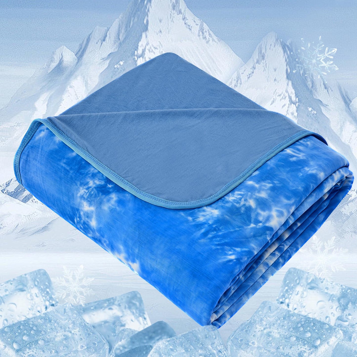 NORD ECO Cooling Blanket Queen Size for Hot Sleepers, Arc-Chill Cool Tech Fabric Q-Max>0.5, Lightweight Breathable Ice Cold Summer Blanket for Bed, Keep Cool for Night Sweats, 90"x90", Tie Dye Blue