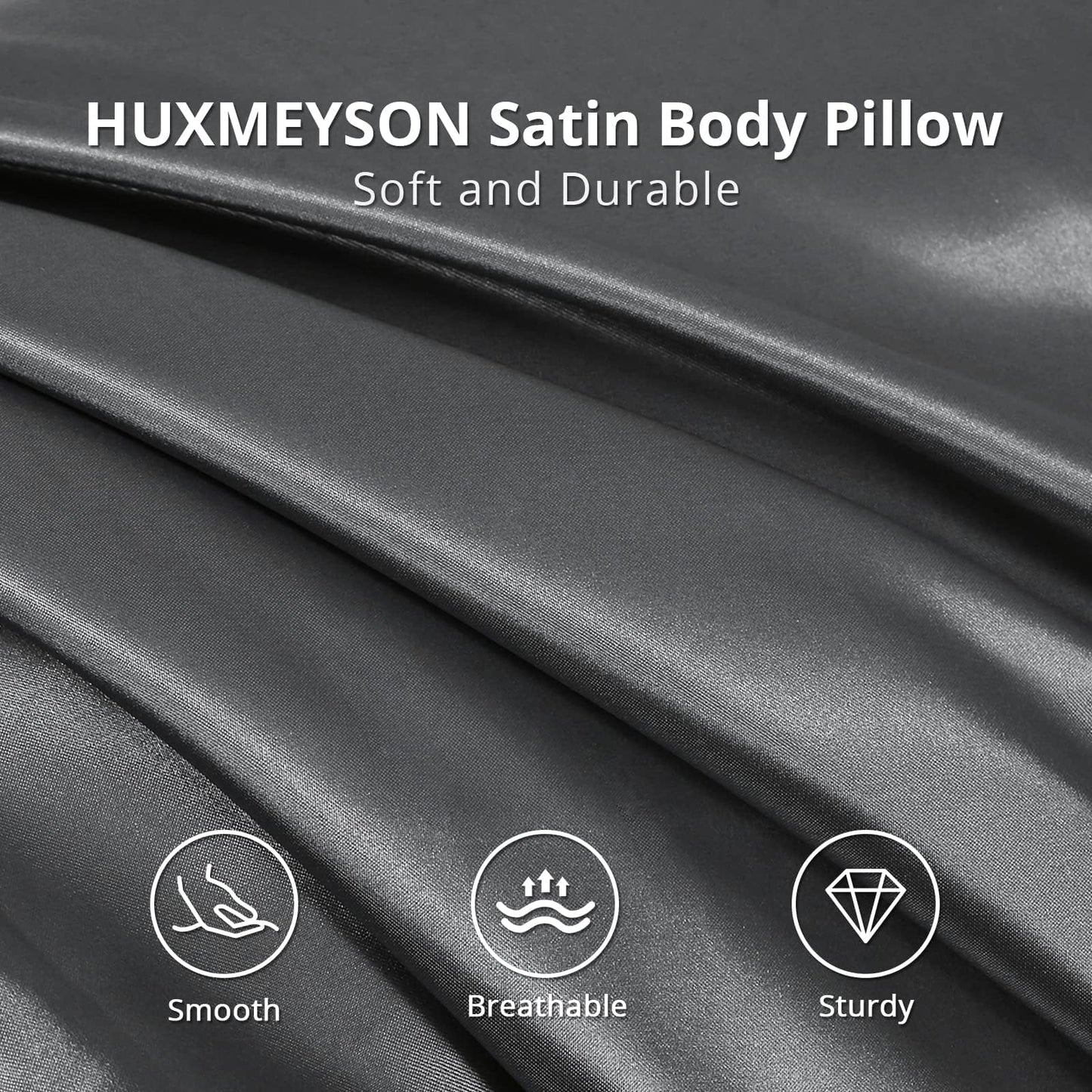 HUXMEYSON Body Pillow with Satin Pillowcase, Cooling Body Pillow for Adults, Removable Cover, Grey (20"x54")