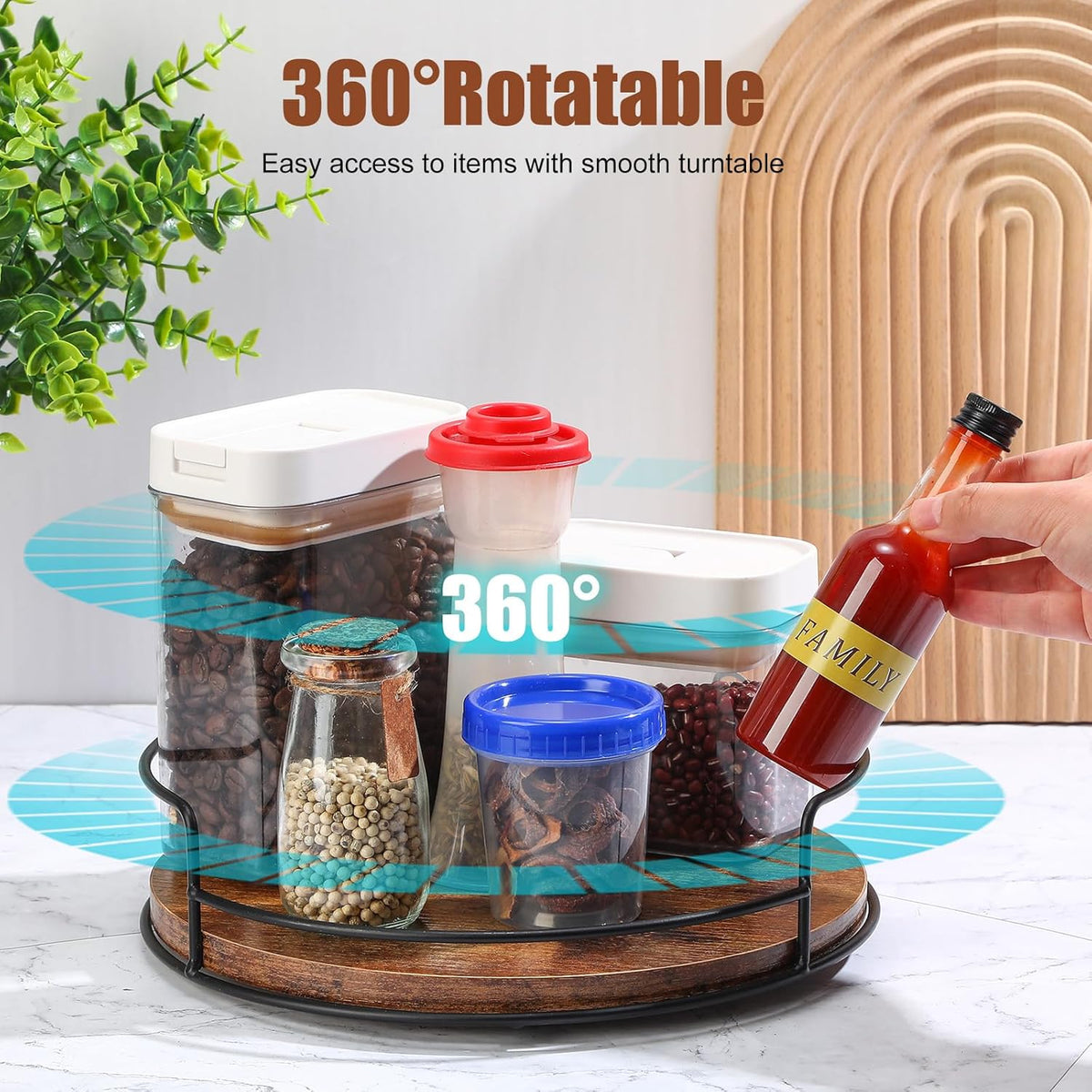 2 Pack Lazy Susan Organizer for Table Top Turntable 9'' and 10'' Wooden Lazy Susan Turntable for Cabinet Pantry Bathroom Kitchen Countertop Organizer Spice Organization
