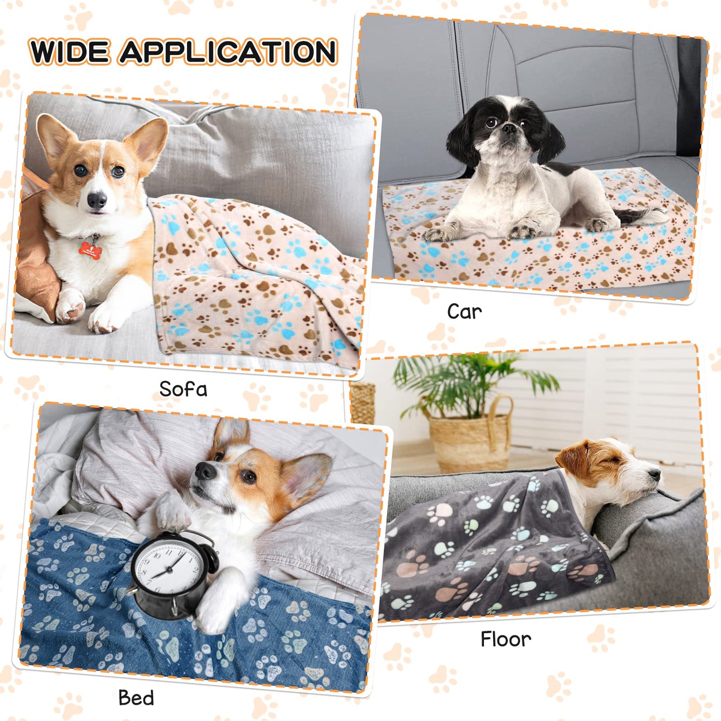 Rezutan 1 Pack 3 Blankets for Dogs, Dog Blankets for Large Dogs, Medium Dog Blanket Super Soft Fluffy Premium Fleece Pet Blanket Flannel Throw for Dog Puppy Cat Paw Blanket(41x31inch)
