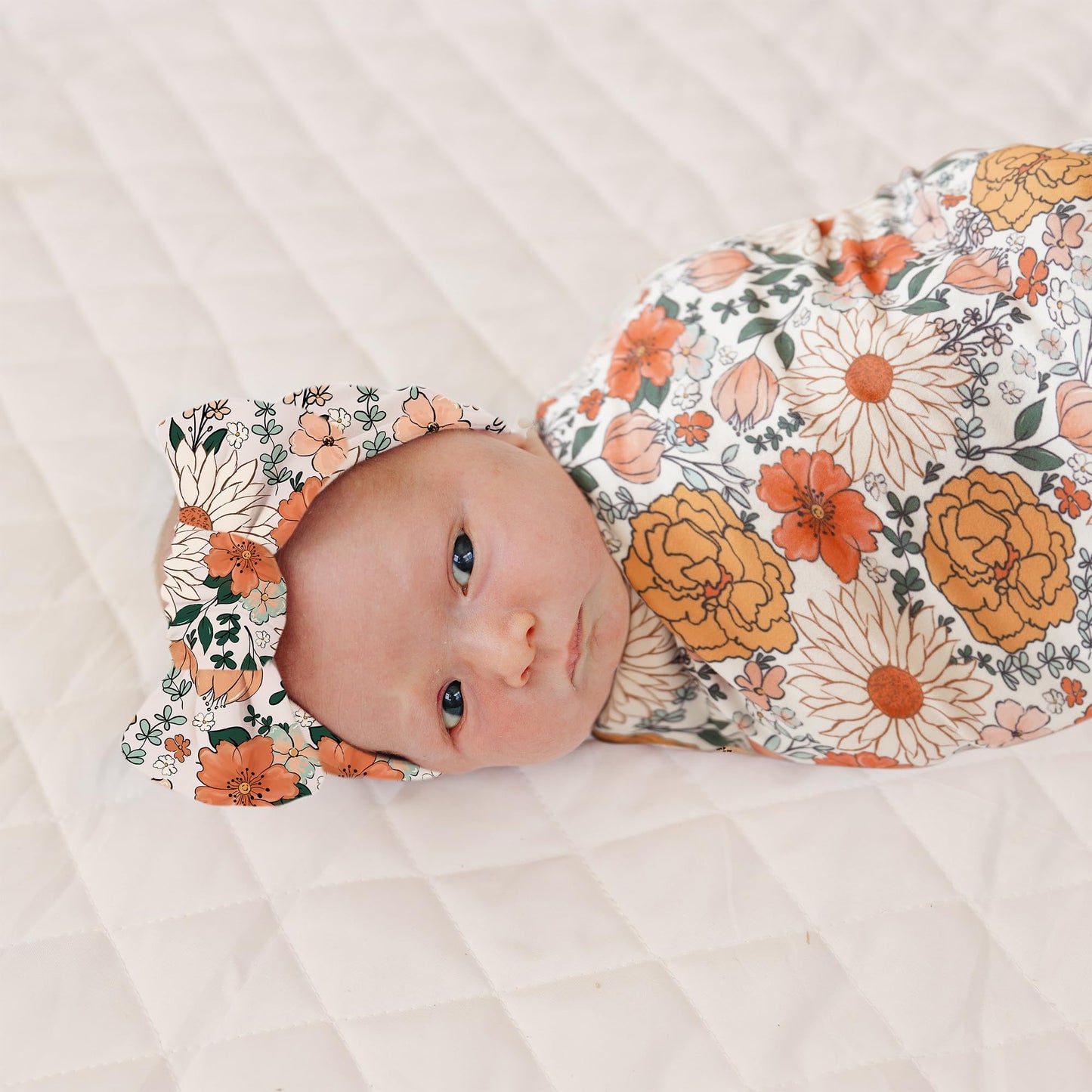 Konssy Baby Girl Newborn Receiving Blanket with Headband Set Baby Swaddle Nursery Swaddle Wrap