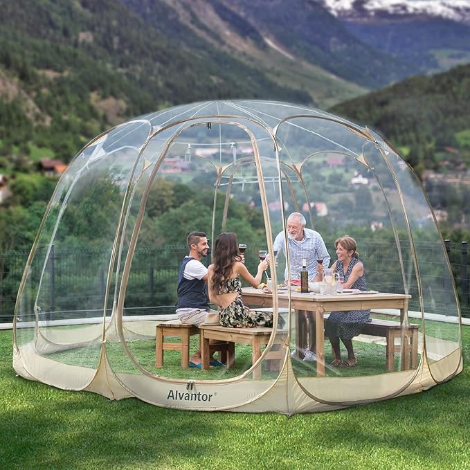 Alvantor Pop Up Bubble Tent - Large Oversize Weather Proof Pod - Cold Protection Camping Tent - Winter Tent Beige