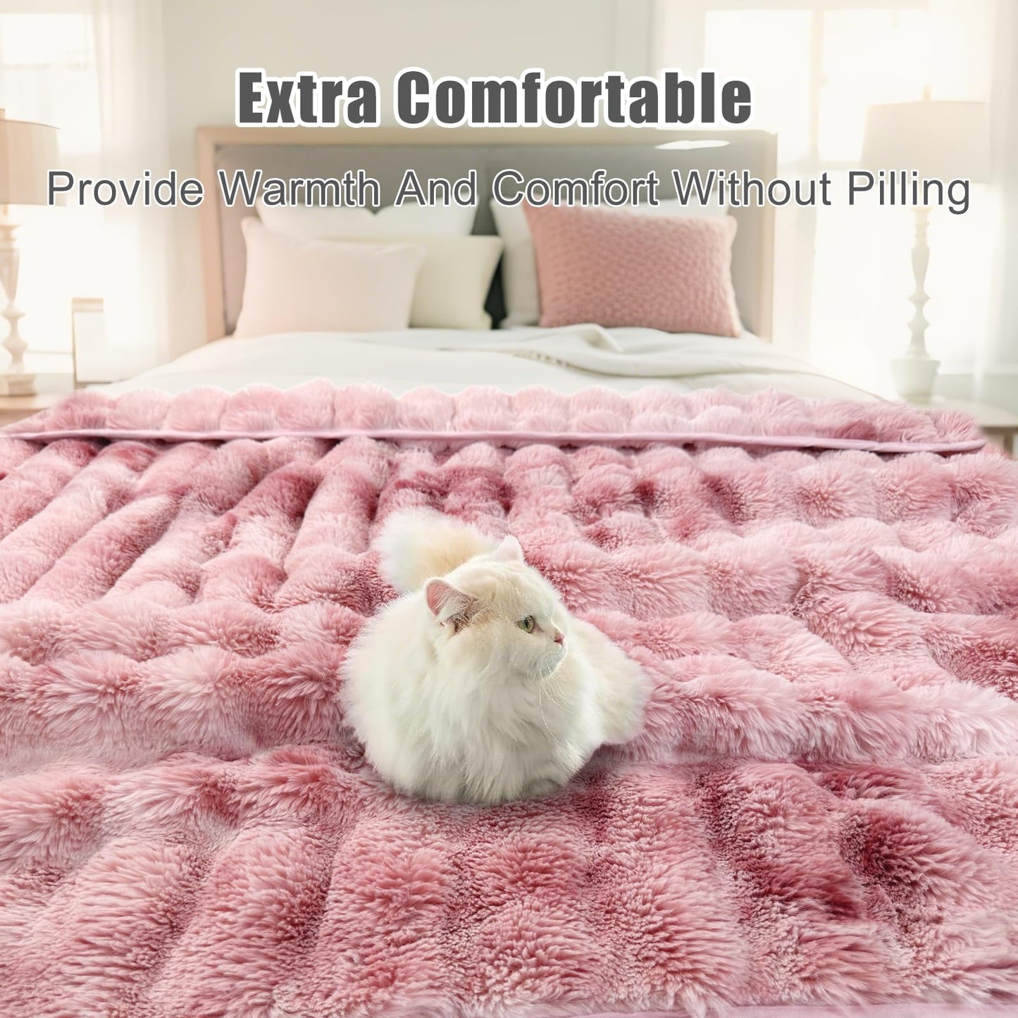 Bcareself Ultra Soft Fluffy Throw Blanket for Women & Men, Plush Sherpa Fleece Cozy Warm Fuzzy Blanket, Luxe Faux Fur Thick Minky Blanket for Couch, Bed, Sofa