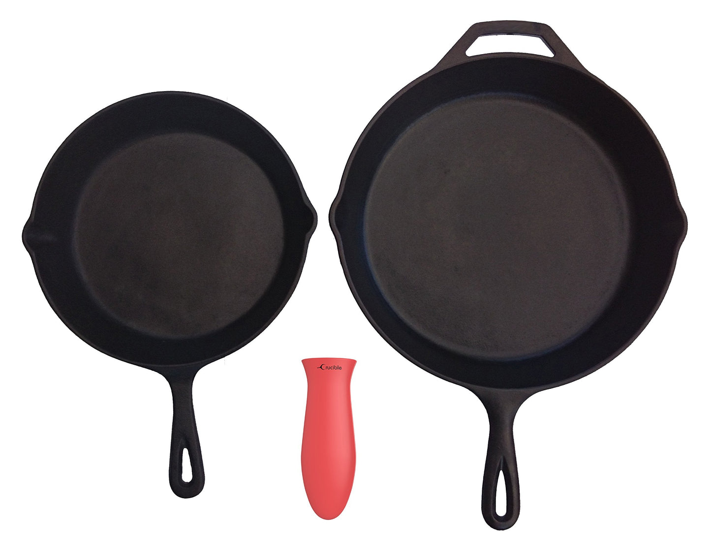 Silicone Hot Handle Holder, Potholders (3-Pack Red) for Cast Iron Skillets, Pans, Frying Pans & Griddles, Metal and Aluminum Cookware Handles - Sleeve Grip, Handle Cover