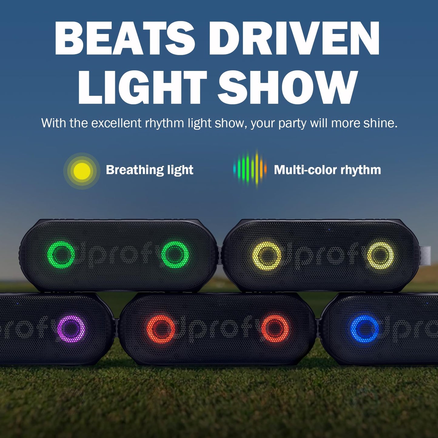 Dprofy New Play 2 Rounds, Magnetic Bluetooth Golf Speaker, Stereo Sound Portable Pro Wireless Waterproof Speaker with Rich Bass, Golf Accessories Golf Gifts (with Light)