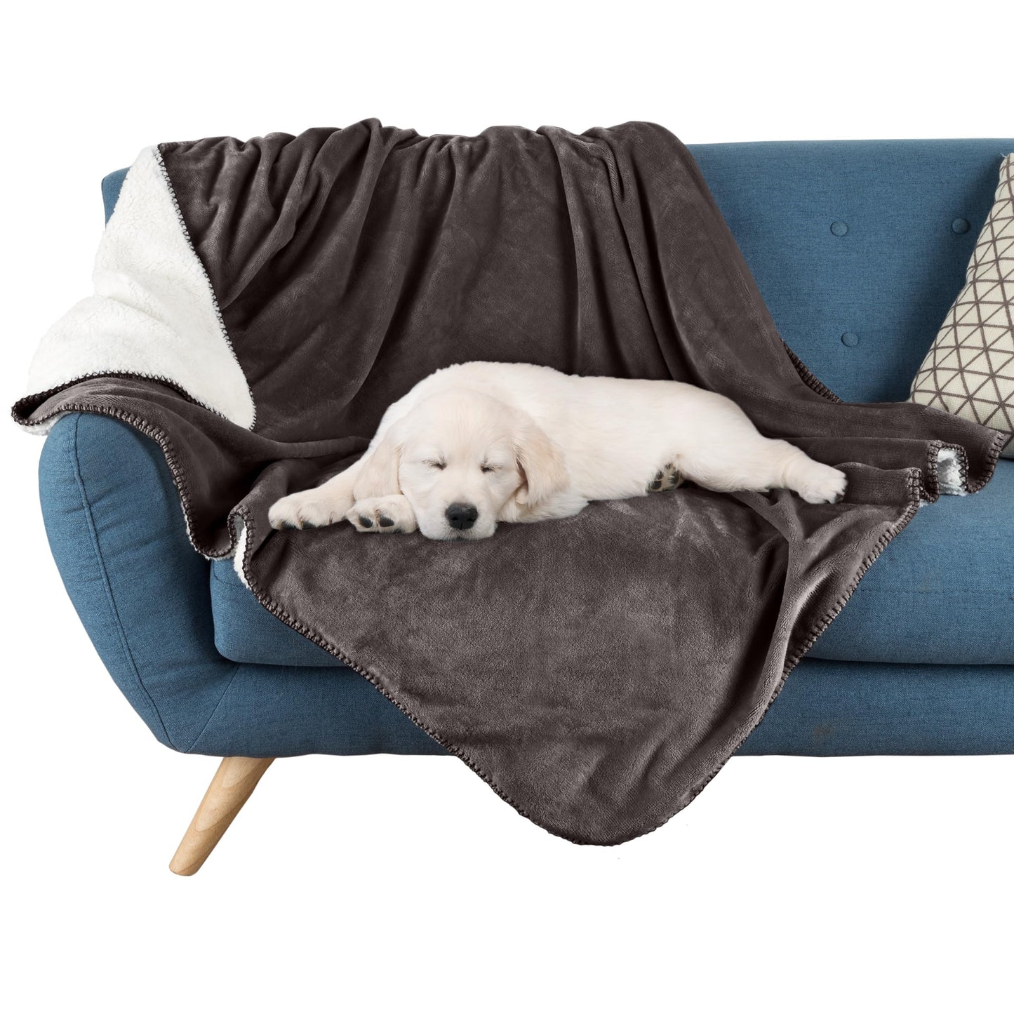 PETMAKER Dog Blanket - 60x70in Reversible Sherpa Blanket - Throw Blankets for Bed, Couch, or Car - Machine Washable Puppy Essentials (Charcoal)