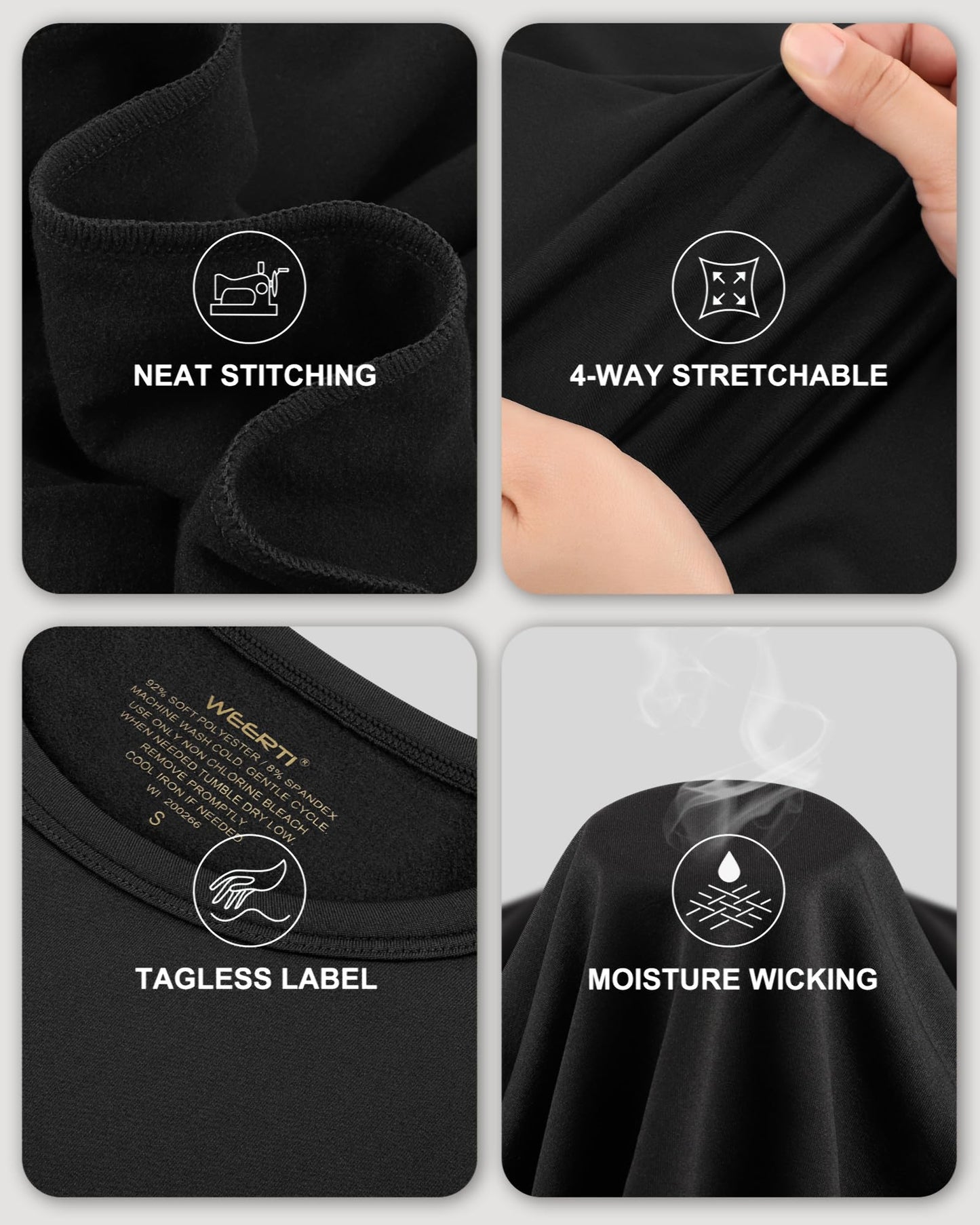 WEERTI Thermal Underwear for Women Long Johns with Fleece Lined, Base Layer Women Cold Weather Top Bottom Black