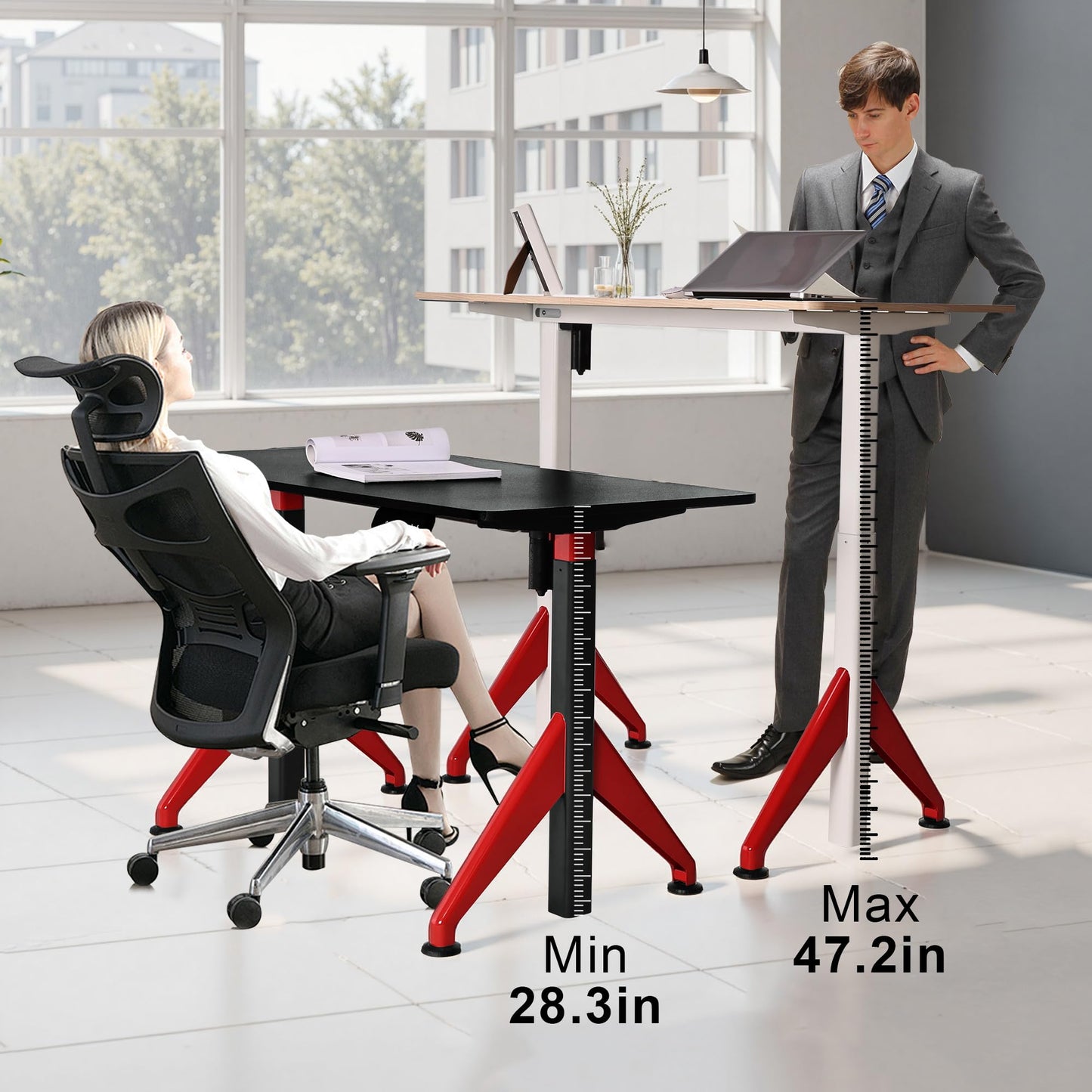 Fromann Electric Sit Standing Desk 47.2×23.6 Inches Height Adjustable Sit Stand up Desk for Home Office (Black)